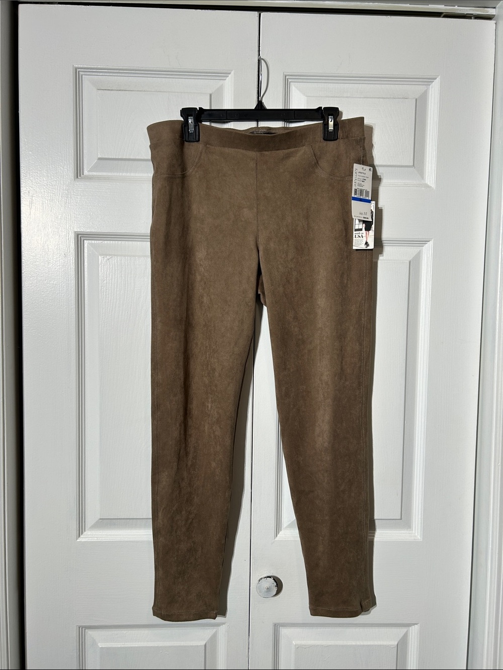 NWT KAREN KANE Stretch Faux Suede-Look Pull-On Pants — Taupe Brown size XL